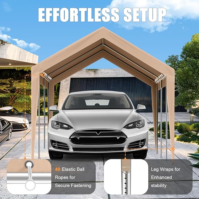 12'x20' Canopy Replacement Cover, Beefull Carport Replacement Canopy - Image 2
