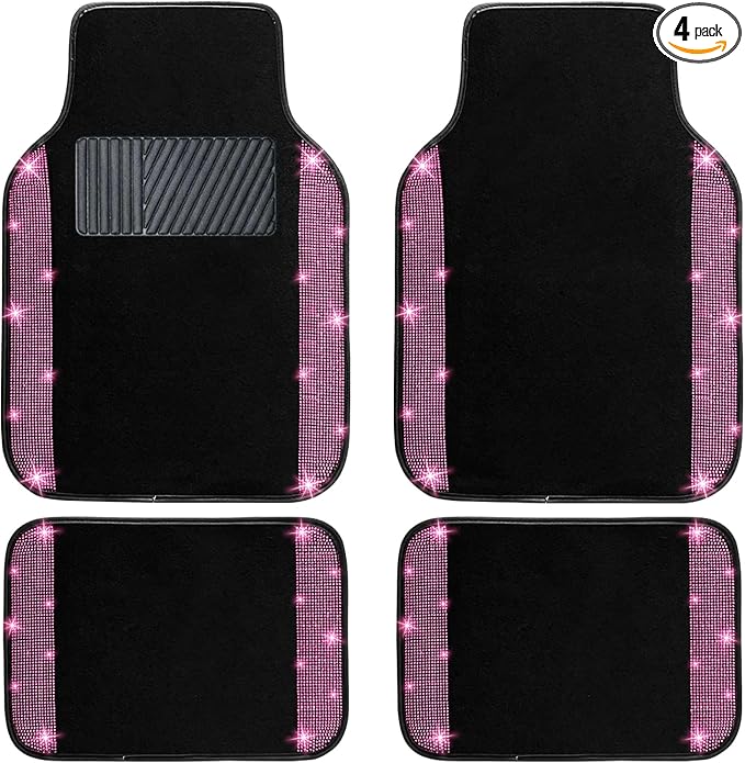 NBTEPEM Pink Bling Car Floor Mats Full Set, Universal Fit Most Cars by NBTEPEM