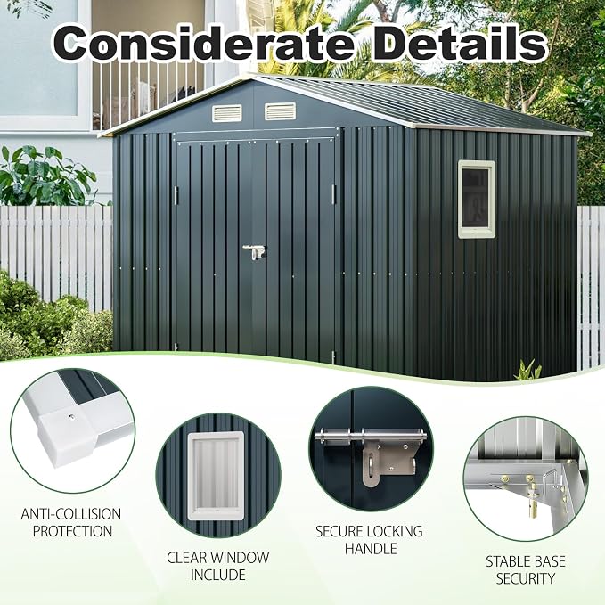 8x6FT Outdoor Steel Storage Shed - Image 3