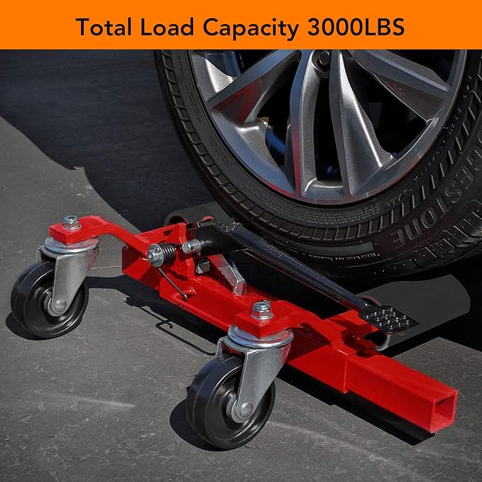 4 Pcs Car Wheel Dolly with Hydraulic Tire Jack, 1500LBS Capacity Trailer Dolly - Image 3