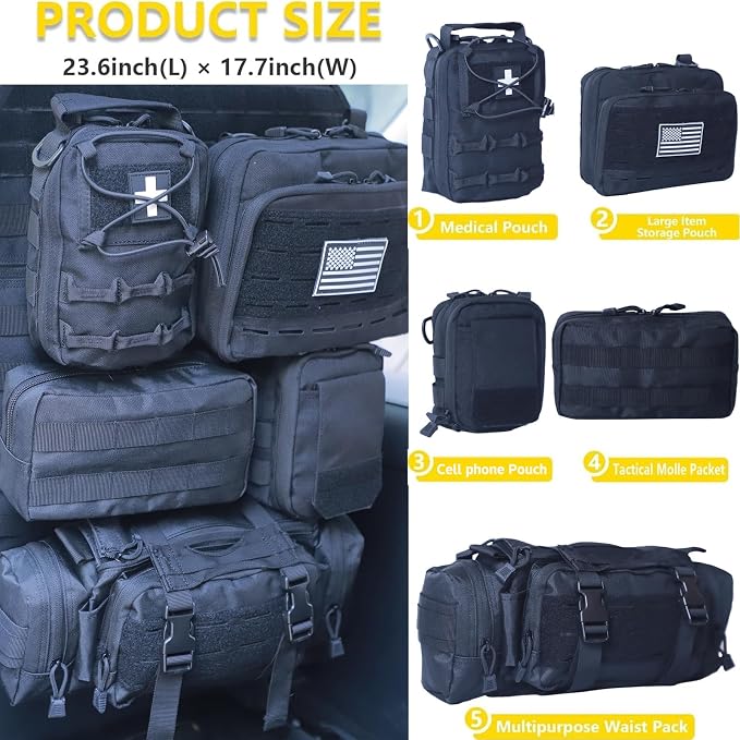 Universal Tactical Seat ​Back Organizer Vehicle Molle Panel Organizer Storage - Image 2