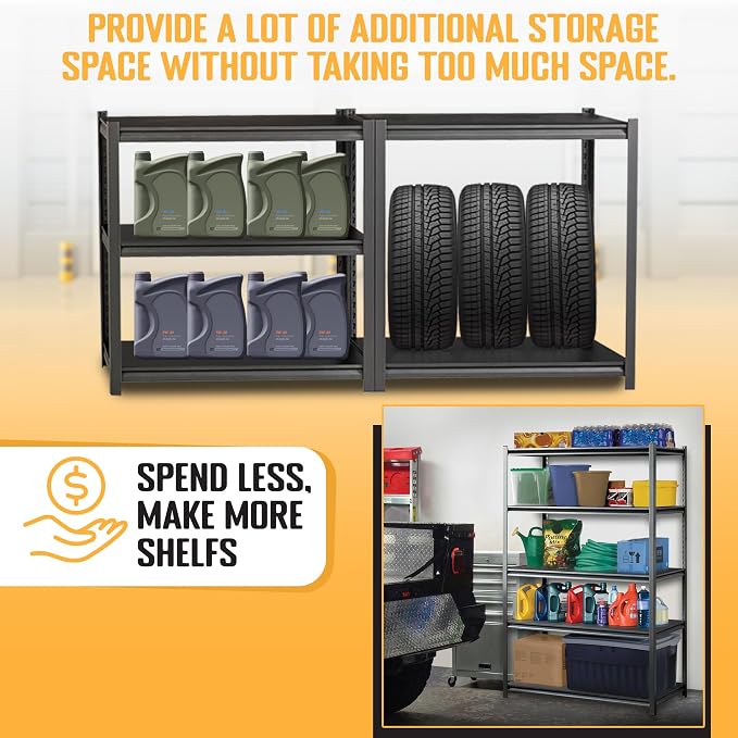 Rigma 5 Tier Garage Shelf, Heavy Duty Steel Shelving Unit, Adjustable Metal - Image 5