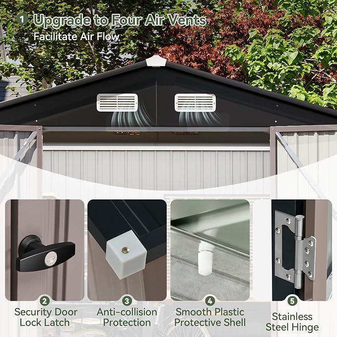 Aoxun 7x5 FT Outdoor Storage Shed - Image 4