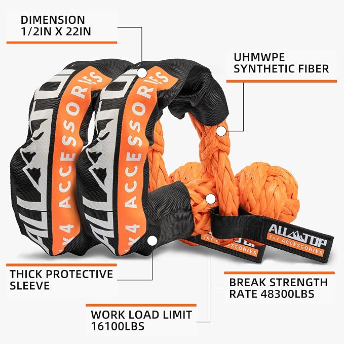 ALL-TOP Kinetic Rope Kit w/ 2 Soft Shackles, 1in x 30ft, Heavy Duty 30+% - Image 6