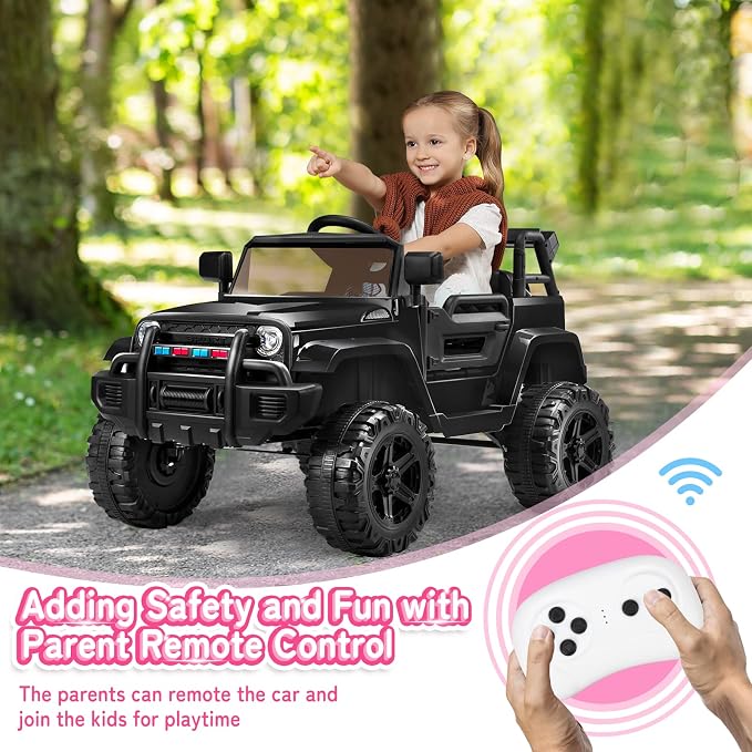 JOYMOR Ride on Truck with Remote Control, 4 Wheels 12V Battery Powered Kids Car - Image 3