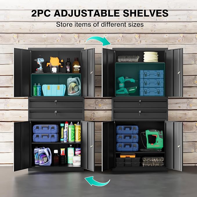 Metal Storage Cabinet with Drawer and Locks - Image 5