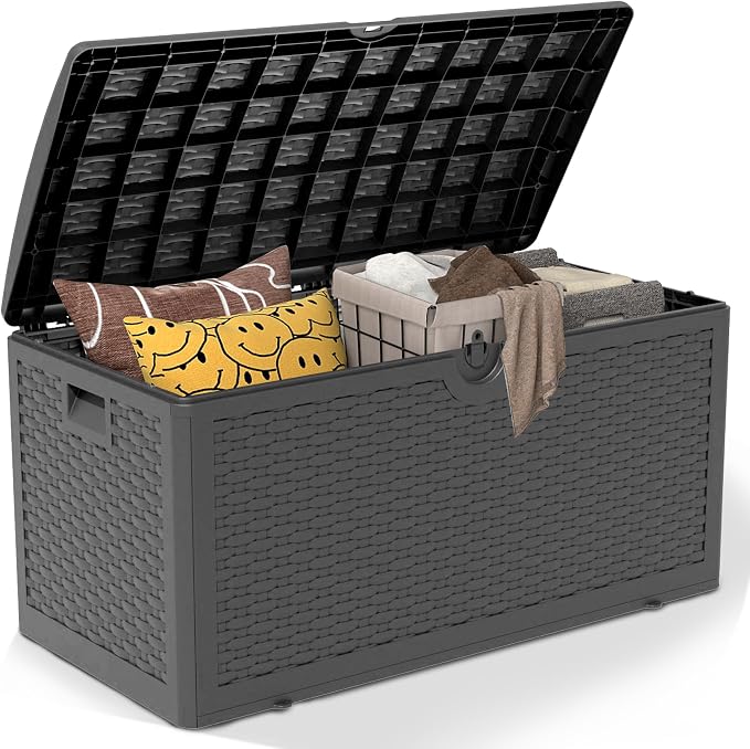 80 Plus Gallon Resin Deck Box, Waterproof Outdoor Storage Bin by Decksplore%E2%80%94BuiltforOutdoor