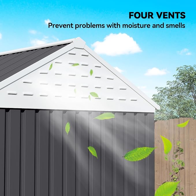 Outsunny 8' x 6' Outdoor Storage Shed, Metal Garden Shed - Image 5