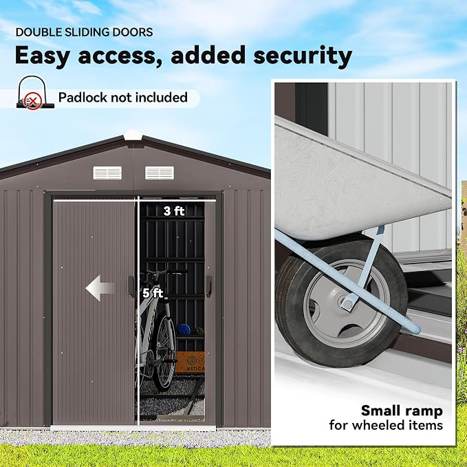 Outsunny 11' x 9' Outdoor Storage Shed, Garden Tool Metal Shed - Image 4