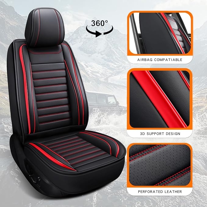 Leather Car Seat Covers Full Set, Universal Faux Leather Car Seat Covers 5 Seats - Image 4