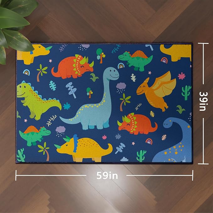 Cute Cartoon Dinosaur Rug for Boys Bedroom 59"x39" Bedroom Playroom Decor for - Image 2