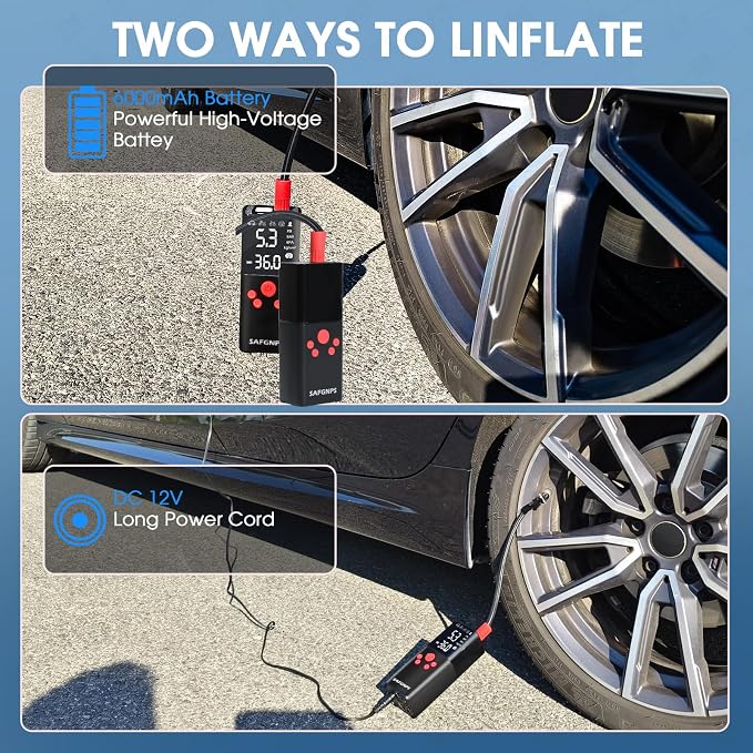 Tire Inflator Portable Air Compressor, 150PSI Cordless Portable Tire Inflator - Image 7
