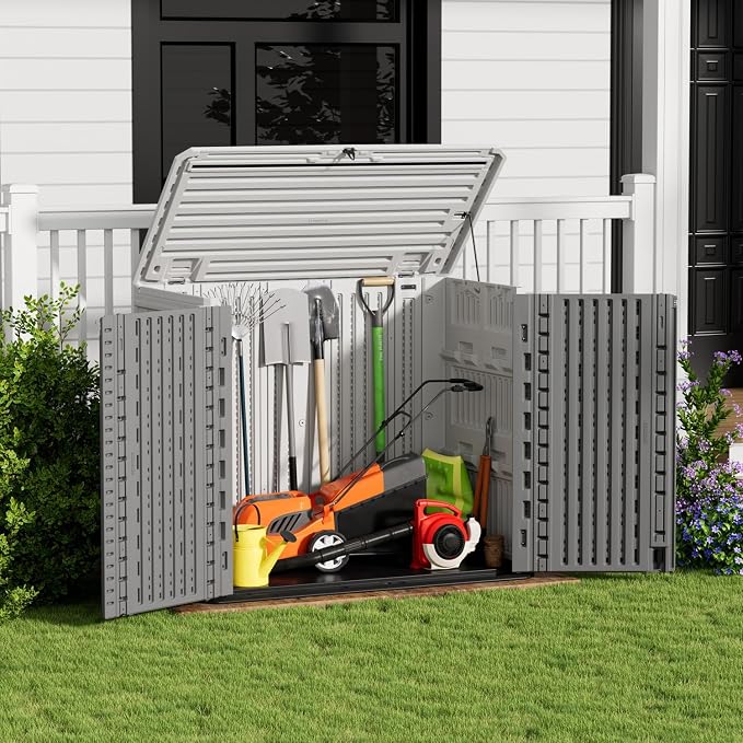 ZZM Outdoor Storage Shed Diamond Texture 4x3FT Horizontal Shed | 34 Cu.Ft - Image 2
