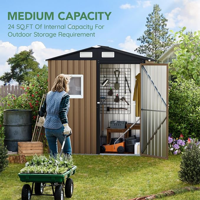 6X4FT Outdoor Steel Storage Shed - Image 2