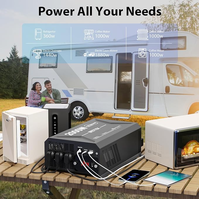 2000 Watt Pure Sine Wave Power Inverter, 12V DC to 110/120V AC Inverter - Image 6