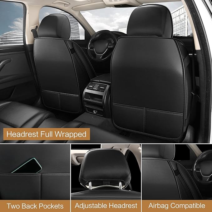 Pariitadin Leather Car Seat Covers Full Set, Waterproof Faux Leather Seat Covers - Image 3