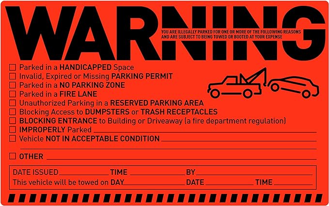 Easykart Labels 50 Parking Violation Notice Tow Stickers by EasykartLabels