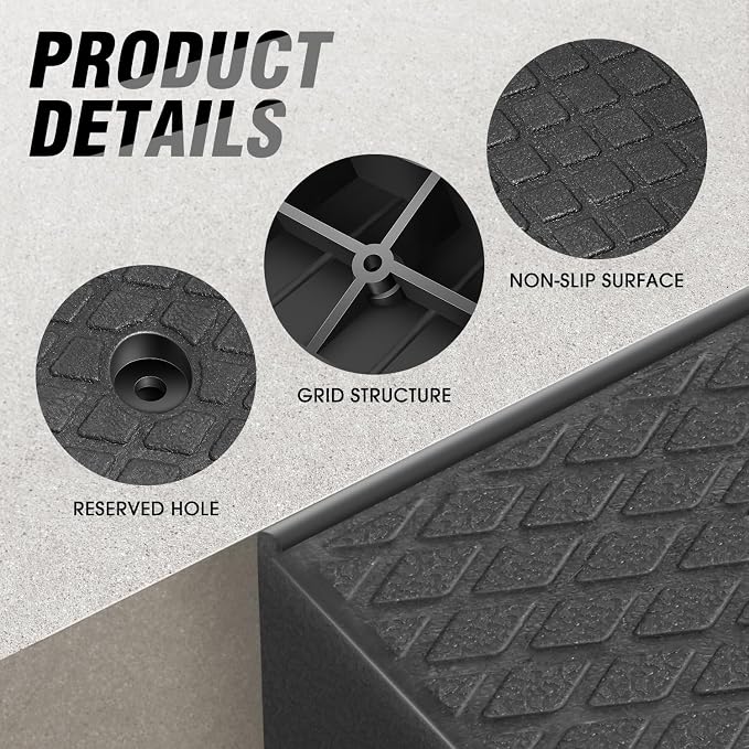 DNA MOTORING 2pcs 2" Rise Rubber Curb Ramp Heavy Duty Loading Driveway Ramp - Image 5