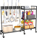 GIOTORENT Heavy Duty Metal Cleaning Cart - 300lb Capacity Rolling Broom Holder by GIOTORENT