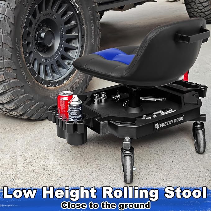 Rolling Stool with Wheels, Adjustable Height Pneumatic Garage Work Mechanic - Image 9
