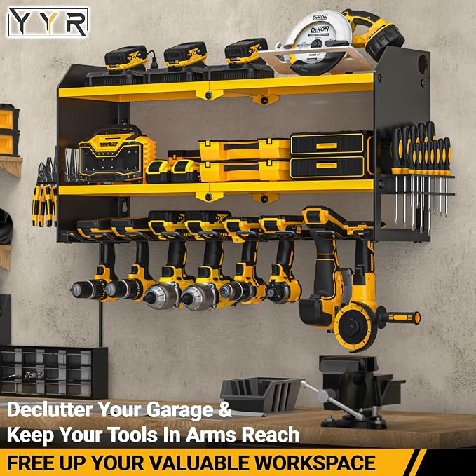 YYR Power Tool Organizer with Charging Station Wall Mount, Cordless Drill and - Image 3