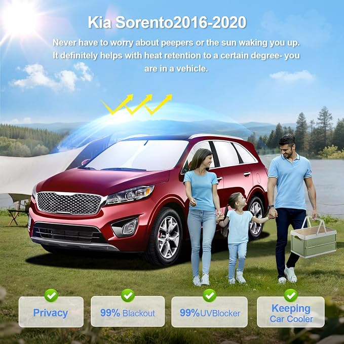 8pcs Car Window Shades for Kia Sorento 2016-2020 Accessories, Windshield Side - Image 2