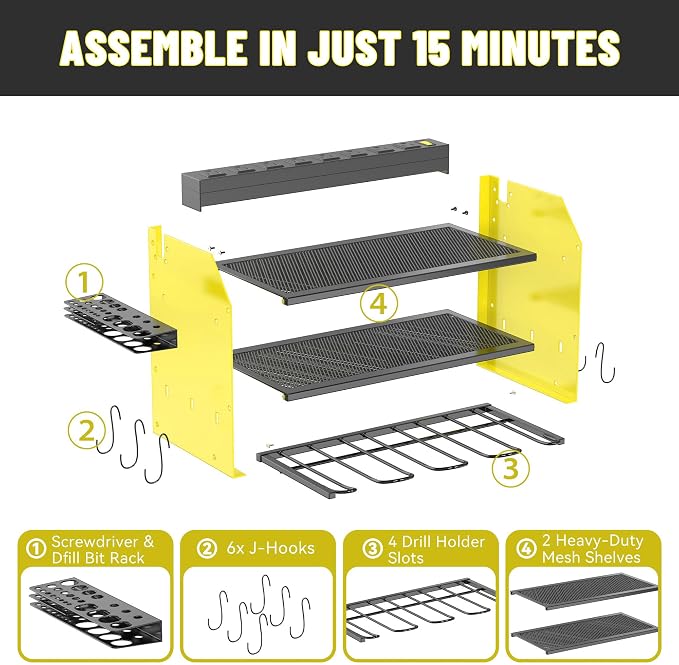 3-Tier Modular Drill Holder & Power Tool Organizer Wall Mount - Image 4