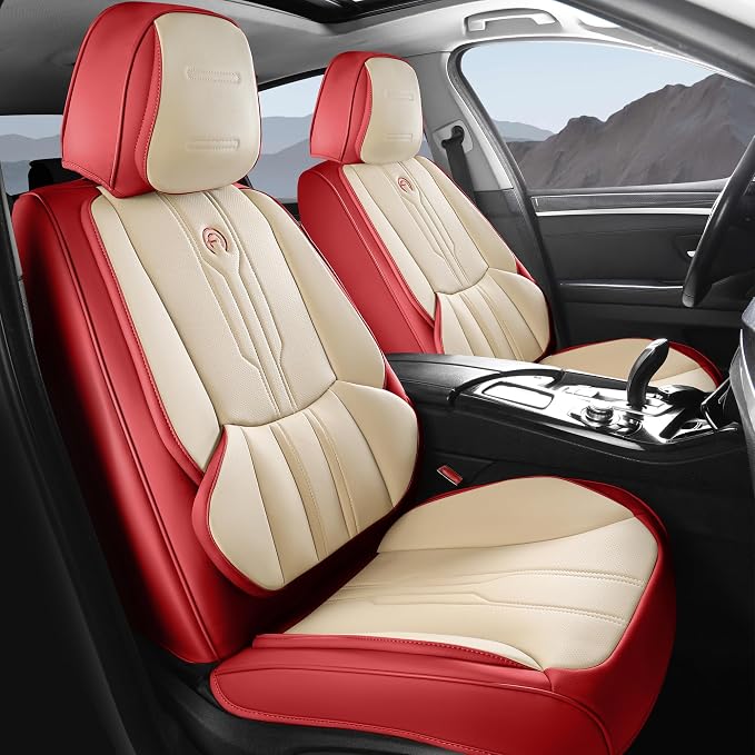AOOG Front Seat Covers, Car Seat Covers Front Seats, Leather Seat Covers by AOOG
