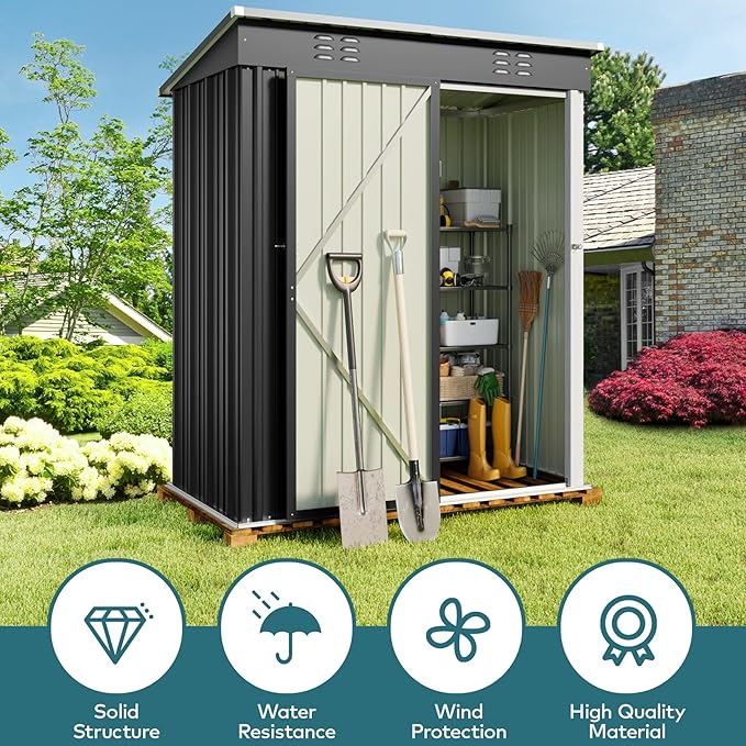 Gizoon 5 'x 3'Outdoor Storage Shed - Image 3