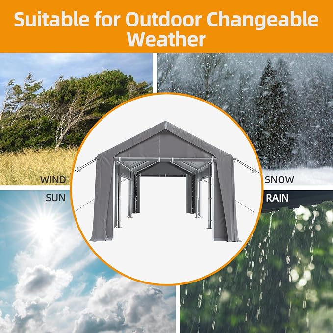 13x20ft Heavy Duty Carport Outdoor Canopy Portable Garage - Image 5