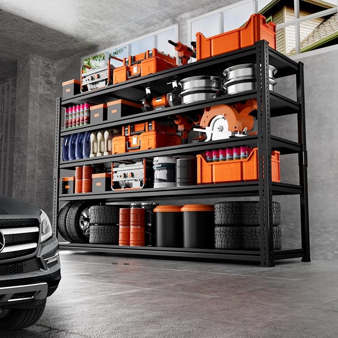 Storage Shelves Heavy Duty 2 PCS, 5-Tier Adjustable Metal Industrial Utility - Image 2