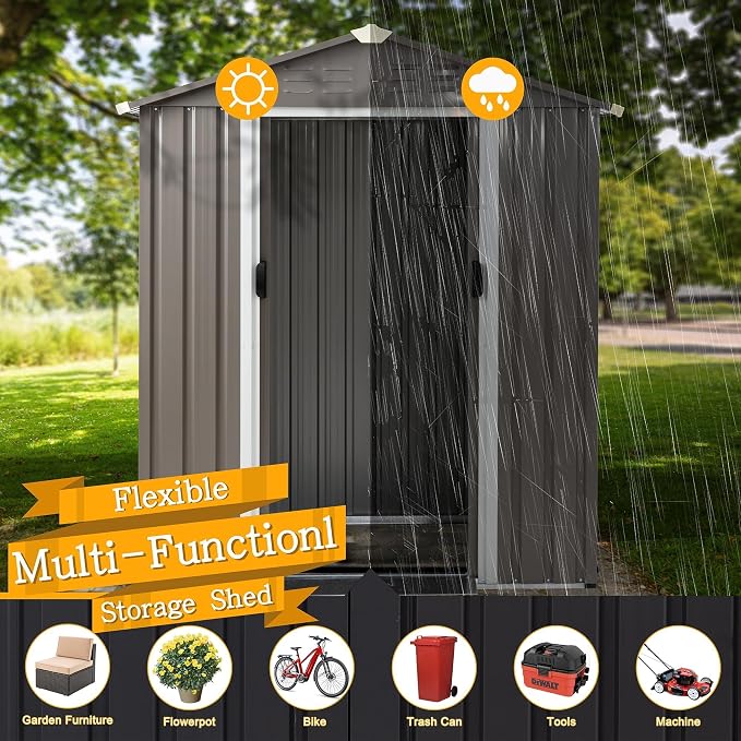 Shintenchi 5x3 FT Outdoor Storage Shed - Image 5