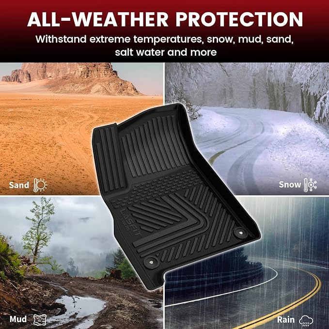 LASFIT Floor Mats for Rivian R1T 2024 2023 2022, All Weather Floor Liner TPE - Image 2