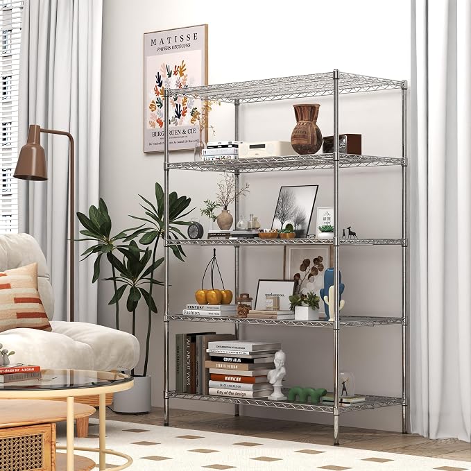 5-Tier Metal Storage Shelving Unit, Adjustable Storage Rack Display Shelves - Image 2