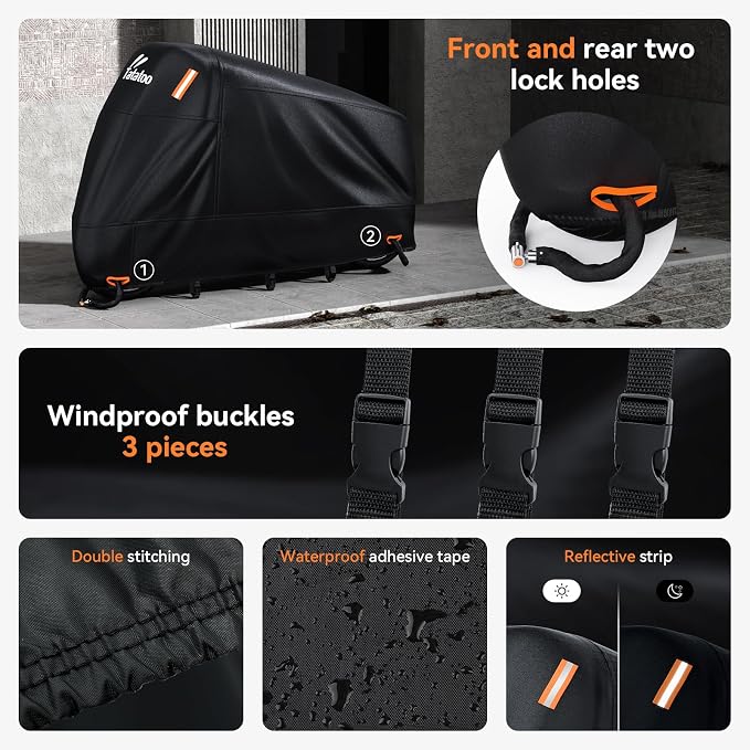 Motorcycle Cover Waterproof Outdoor, 300D Heavy Duty, UV & Rain Resistant - Image 5