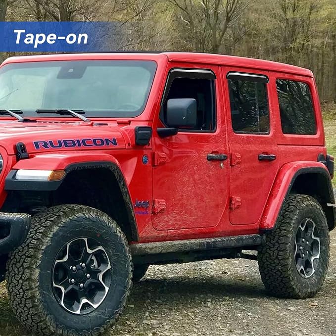 Window Visors Rain Guards for 2018-2025 Jeep Wrangler JL, Out-Channel Window - Image 3