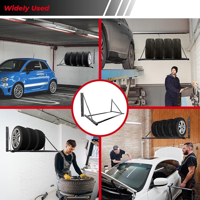 Tire Storage Rack for Garage, Folding Tire Rack Wall Mount - Image 5