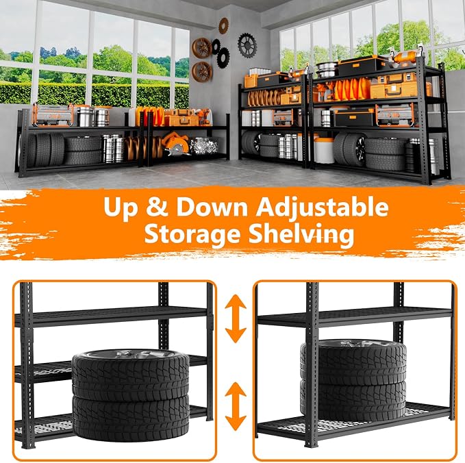 Storage Shelves Heavy Duty, 4-Tier Adjustable Metal Industrial Utility Shelf - Image 5