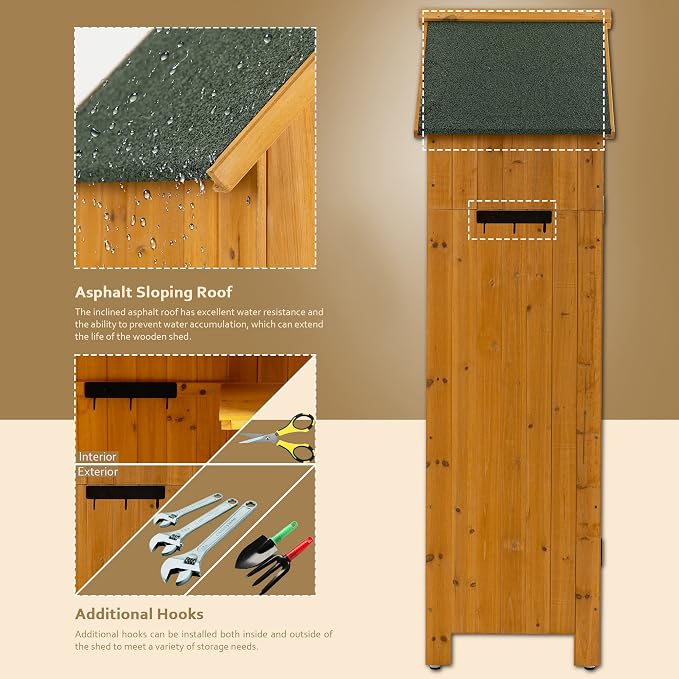30.3" L X 21.3" W X 70.5" H Outdoor Storage Shed - Image 7