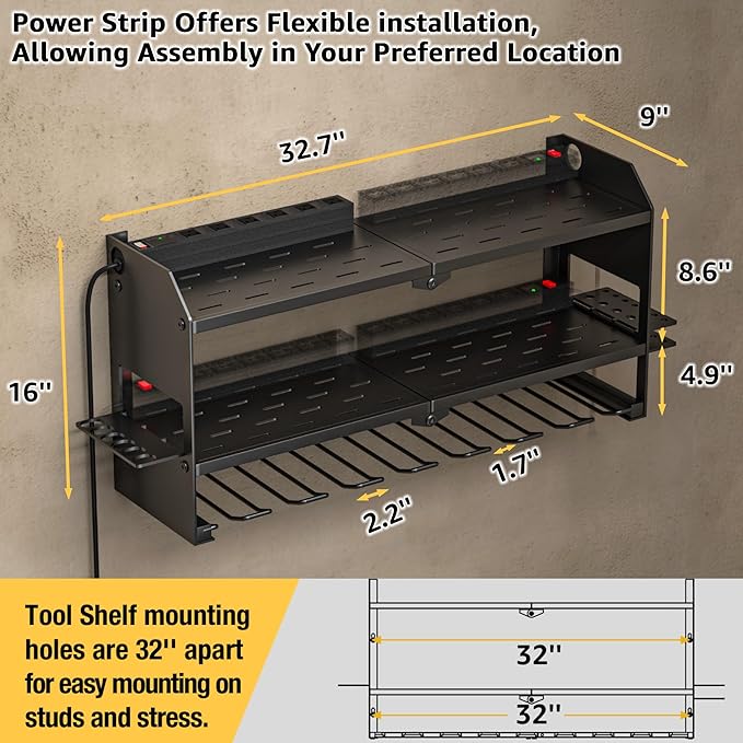 YYR Power Tool Organizer with Charging Station Wall Mount, Cordless Drill and - Image 6