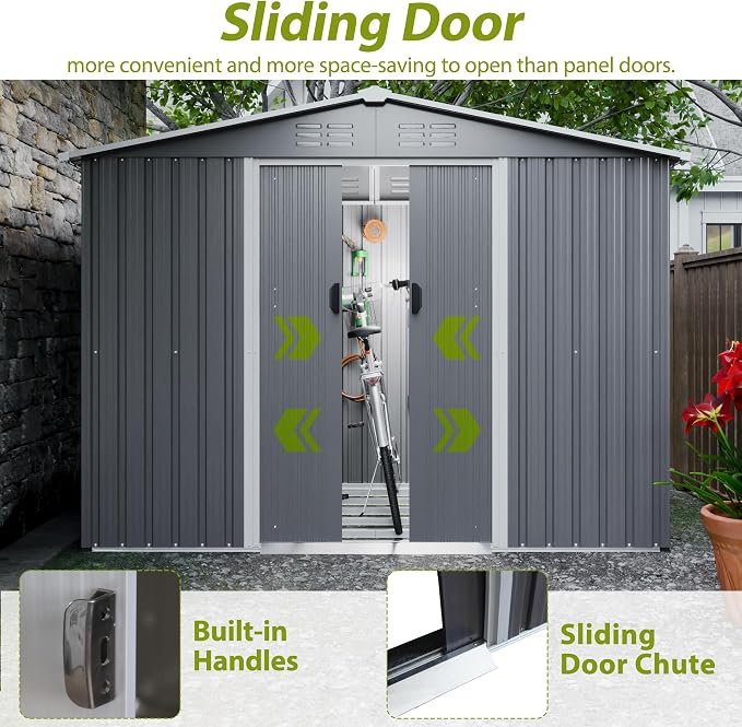 8x6 FT Outdoor Metal Storage Shed - Image 4