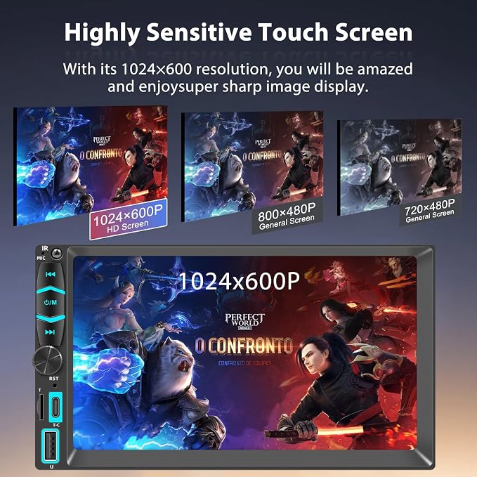 7" Wireless Double Din Car Stereo Apple Carplay Radio Screen - Image 5