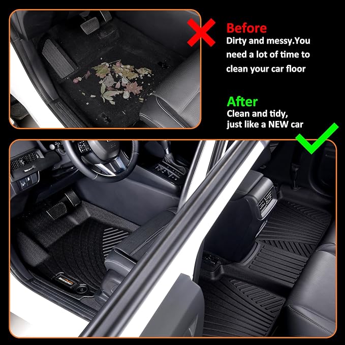 Binmotor-Floor Mats for 2017-2025 Honda Ridgeline Crew Cab, Front & 2nd Row - Image 7