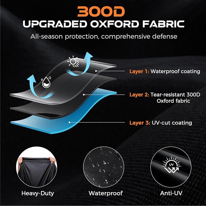 Motorcycle Cover Waterproof Outdoor, 300D Heavy Duty 250cc, UV & Rain Resistant - Image 2