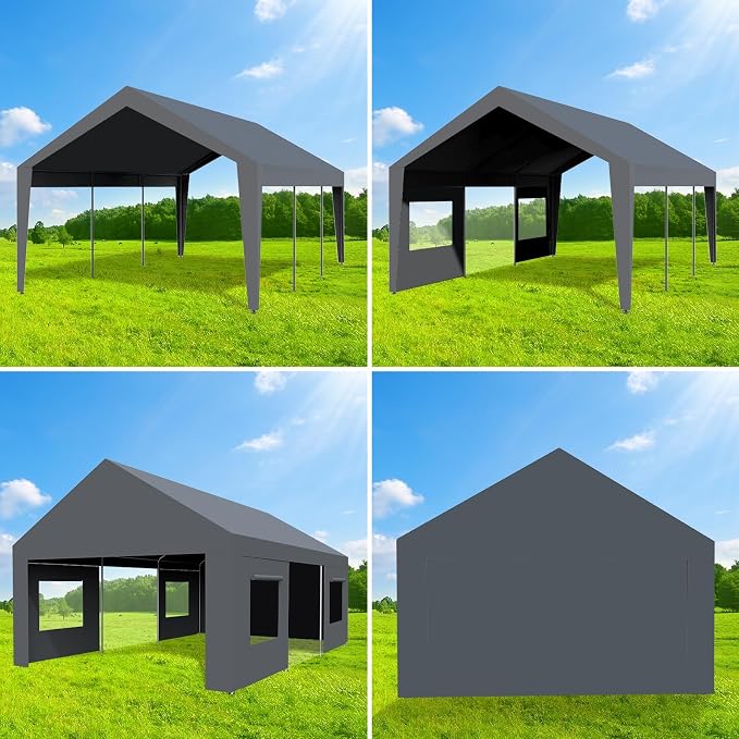 13x20 FT Heavy Duty Carport, Oversized Portable Garage - Image 6