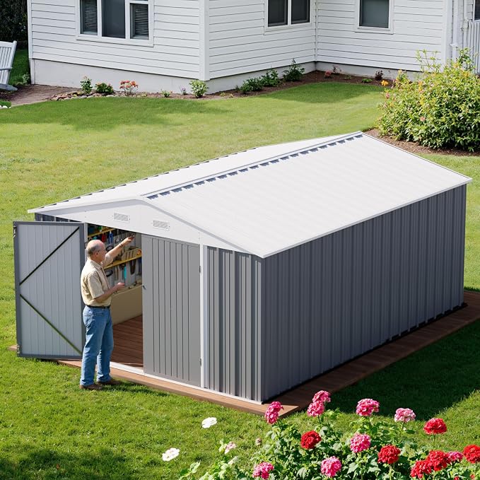 Greesum 10×14 FT Outdoor Storage Shed, Metal Storaged Sheds Without Floor - Image 3