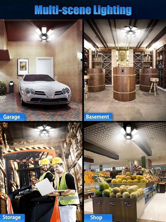 TANBABY 260W LED Garage Lights 2 Pack, Total 52000LM Deformable Best Ceiling - Image 8