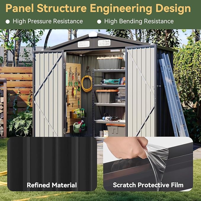 Aoxun 6'x4' Outdoor Storage Shed - Image 3