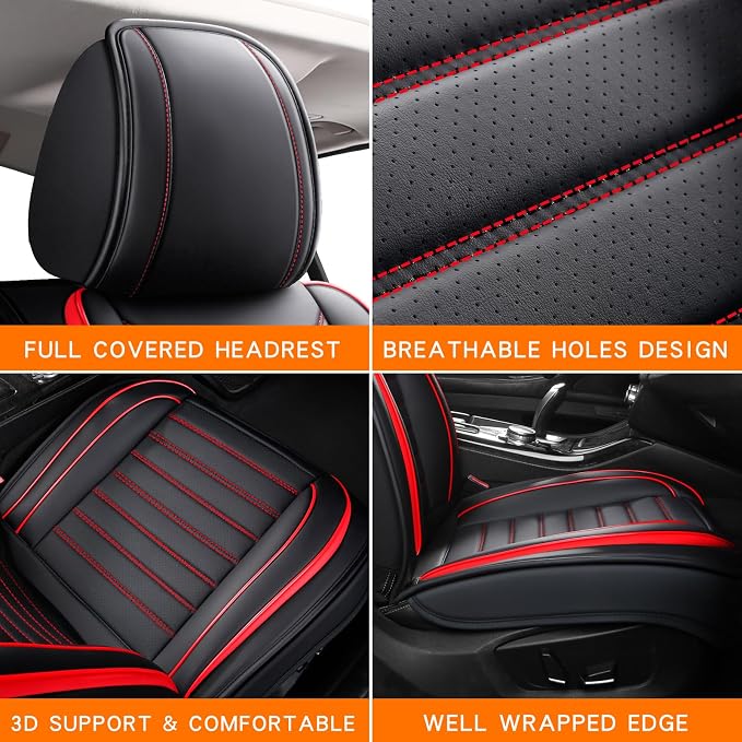 Leather Car Seat Covers Full Set, Universal Faux Leather Car Seat Covers 5 Seats - Image 6