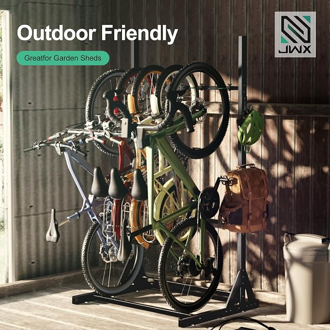 JWX Freestanding 5 Bike Rack, Heavy Duty Floor Bike Stand - Image 4